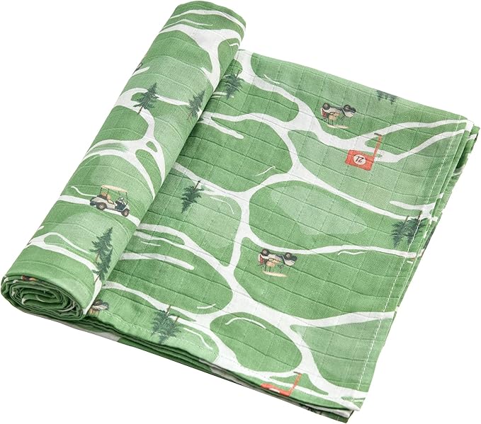 Muslin Swaddle Blankets for Newborn, Large 47"x47" Soft Breathable Bamboo Cotton Baby Blanket, Lightweight Receiving Blanket for Boys and Girls, Fairway Walk