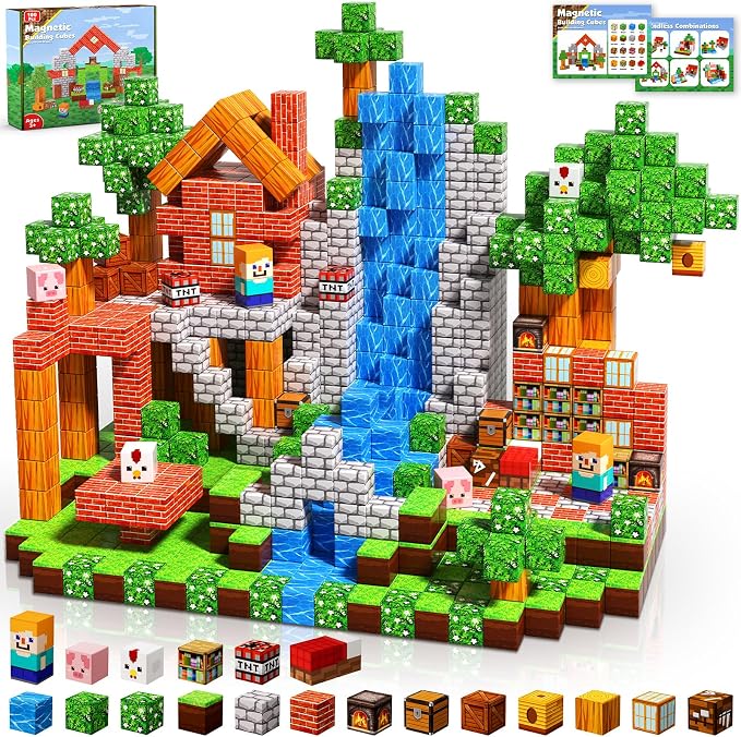 Magnetic Blocks - 100PCS Magnetic Building Blocks Cubes, Magnet Toys for Kids Age 3+, Toy Building Set for Kids, Magnets Stacking Construction Toys Easter Birthday Gifts for Boys Girls Age 4-8, 8-12