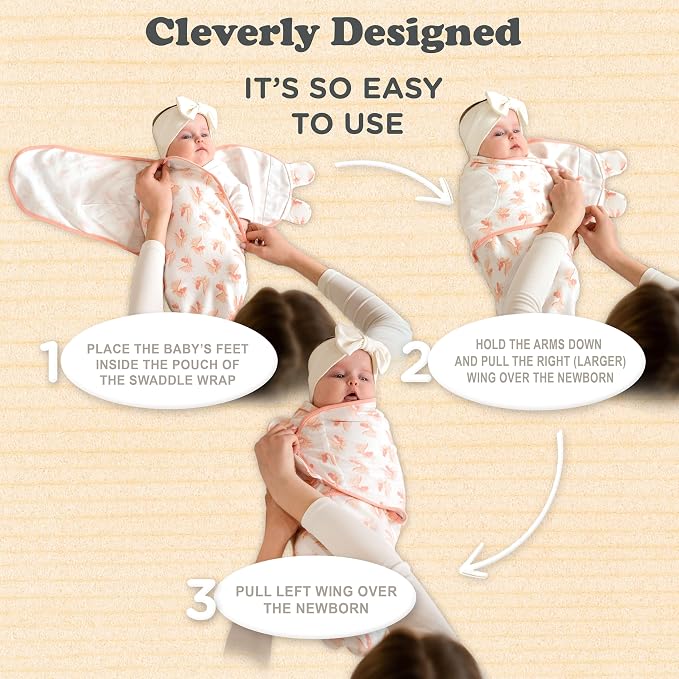 Swaddles for Newborns – 3-Pack Infant Swaddles 0-3 Months – Adjustable Newborn Swaddle Sleep Sack – Soft Organic Cotton Baby Wrap for Safe & Cozy Sleep