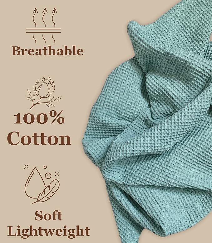 Leyl&Ari Waffle Baby Blanket, 100% Organic Cotton Soft Thin Honeycomb Breathable Summer Thermal for Infant, Newborn, Toddler Crib, Gender Neutral Essential Accessories and Gift, Sage