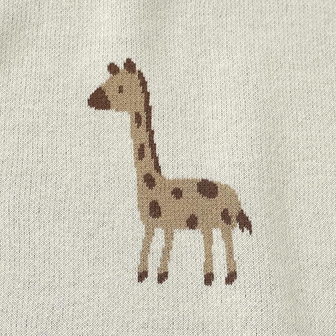 Opewod Soft Cotton Knit Baby Blanket with Cute Deer Print 40x30in Newborn Receiving Blanket Swaddle Cuddle Blanket for Crib, Stroller, or Nursery for Infants & Toddlers White