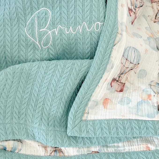 Mouliss Personalized Baby Blanket with Name ??Handmade 100% Organic Cotton Newborn Gift | Custom Knit Blanket for Boys, Girls, Kids & Baby Showers