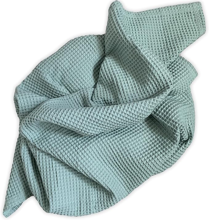 Leyl&Ari Waffle Baby Blanket, 100% Organic Cotton Soft Thin Honeycomb Breathable Summer Thermal for Infant, Newborn, Toddler Crib, Gender Neutral Essential Accessories and Gift, Sage