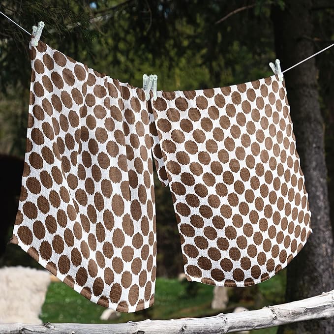 Ikat Blue/Chocolate Swaddling Muslin Blankets Set of 4