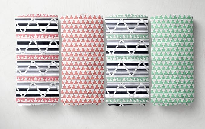 Bacati Emma Aztec Triangles 4 Piece Cotton Muslin Swaddling Blankets, Mint