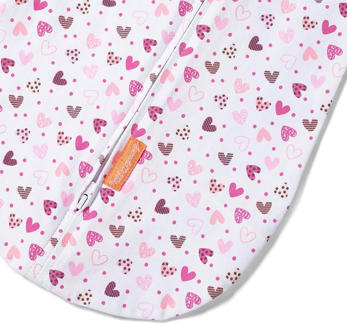 SwaddleMe by Ingenuity Compression Baby Swaddle Pod, Two-Way Zipper for Easy Diaper Changes, Improves Sleep & Calms Startle Reflex, 0-2 Months, 1.0 TOG, 2-Pack - I Heart You