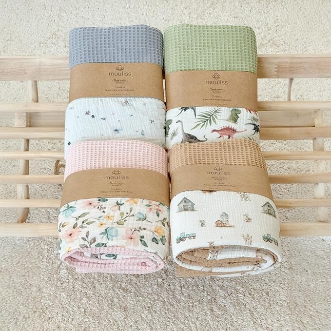 Mouliss Personalized Baby Blanket with Name ??Handmade 100% Organic Cotton Newborn Gift | Custom Knit Blanket for Boys, Girls, Kids & Baby Showers