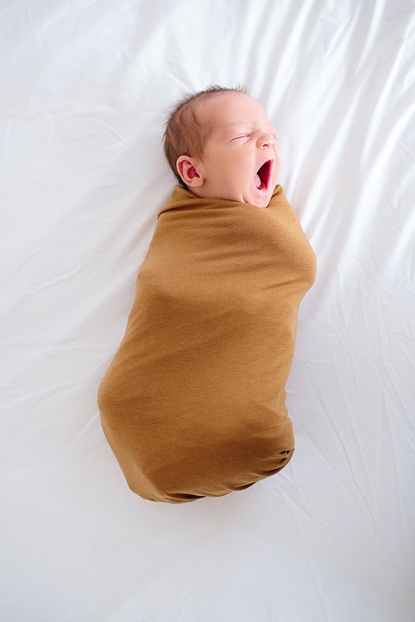 Copper Pearl Swaddle Blankets for Newborns | Soft Stretchy Receiving Blankets for Boys and Girls | Large 46 x 46 Inch Baby Blankets | Lightweight and Breathable Swaddles | Camel