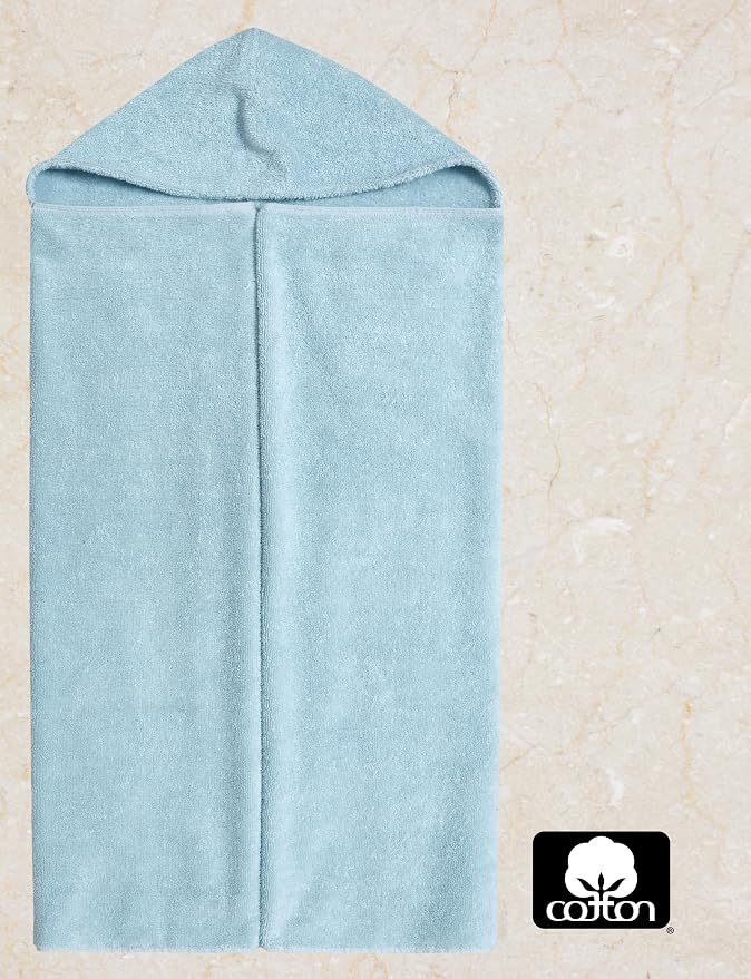 ORIGINAL KIDS Hooded Bath Towel Wrap - Ultra Soft 100% Cotton Terry Large Oversized Hooded Kids Towel - Toddler Big Kid Shower Pool Beach Towel - Absorbent Quick Dry Easy Care - 30 x 54 - Light Blue