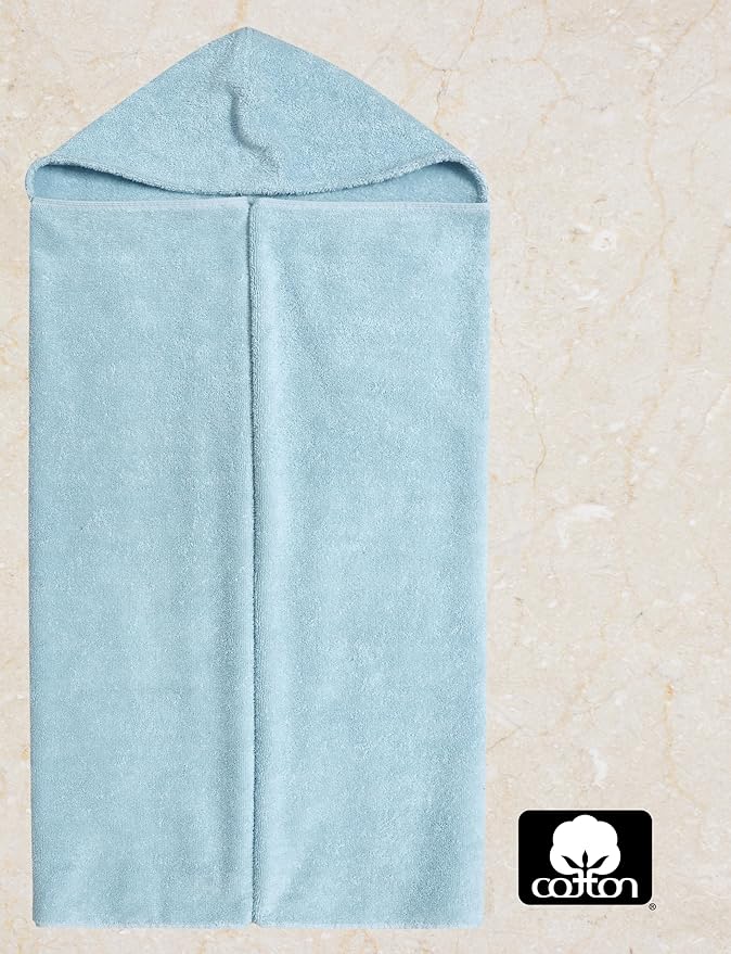 ORIGINAL KIDS Hooded Bath Towel Wrap - 2 Pack - Ultra Soft 100% Cotton Terry Large Oversized Hooded Kids Towel - Shower Pool Beach - 579 GSM Absorbent Quick Dry Plush Gift - 30 x 54 - Light Blue