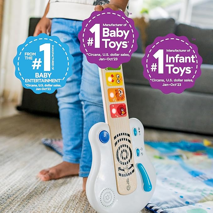 Baby Einstein Strum Along Songs Magic Touch Wooden Toy Guitar with Whammy Bar, Montessori Musical Learning Toy with Lights, 12mo+