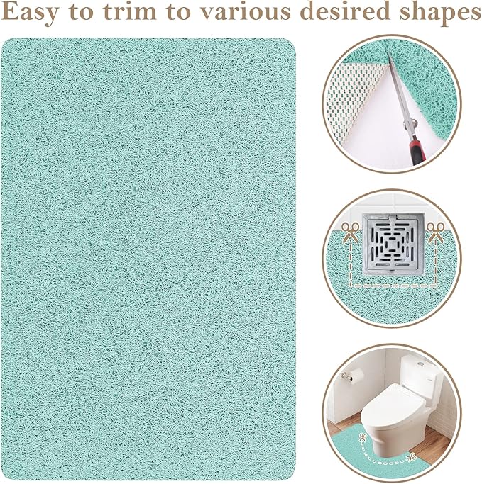 Shower Mat Bathtub Mat Non-Slip,36x16 inch, Soft Tub Mat with Drain,PVC Loofah Bath Mat (Phthalate Free) for Tub and Bathroom,Quick Drying,Green