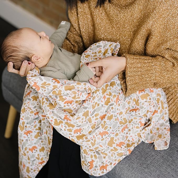 Little Unicorn Premium Cotton Swaddle Baby Blanket | Breathable Fabric | for swaddling, Play, Nursing & More (Fall Friends)