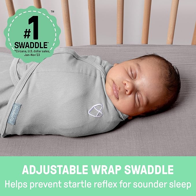 SwaddleMe by Ingenuity Original Swaddle in Velboa - Size Small/Medium, 0-3 Months, 1-Pack (Hugs & Kisses)
