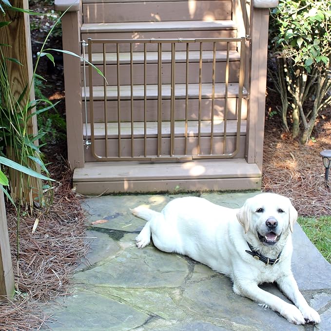 Cardinal Gates SS30OD Outdoor Baby Gate for Top of Stairs-Adjustable Outdoor Dog Gate-Aluminum Safety Gate for Kids & Pets-Can be Installed at Angles - 27 to 42.5 Inches Wide-Brown USA Based Company