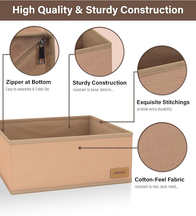 Clothes Organizer, Transform Your Drawers in Seconds - Cream Set of 6 Foldable Storage Boxes with Zipper, Durable 600D Fabric, Includes Fragrance Sachets, Ideal for Underwear, Socks, Baby Clothes