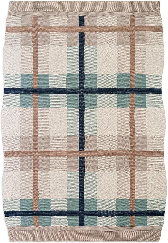 Crane Baby Knitted Baby Blanket, Charlie Farmhouse Plaid Collection, Cotton Baby Blankets, Crib Blanket, Stroller Blankets for Babies, Gender Neutral Nursery Decor, Knit Baby Quilt