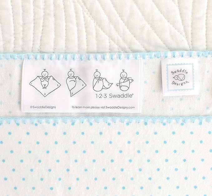 SwaddleDesigns Large Receiving Blanket, Ultimate Swaddle for Baby Boys, Softest US Cotton Flannel, Best Shower Gift, Made in USA, Sterling Mod Circles on Sunwashed Blue (Mom's Choice Award Winner)