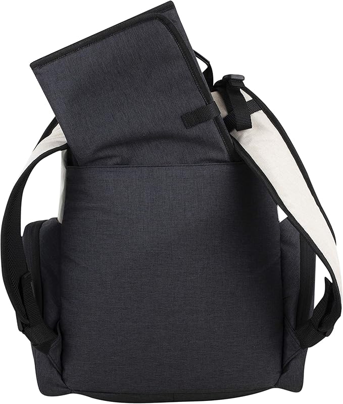 BODHI Baby Tech Top Loader Diaper Bag Backpack with removable changing pad, Unisex, for Moms and Dads - Oatmeal/Black Combo Chambray