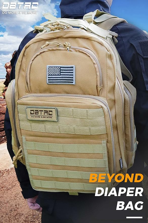Diaper Bag Backpack for Dad, DBTAC Large Baby Nappy Bag for Men w/Changing Mat, Insulated+Wipe Pockets, Stroller Straps, Brown