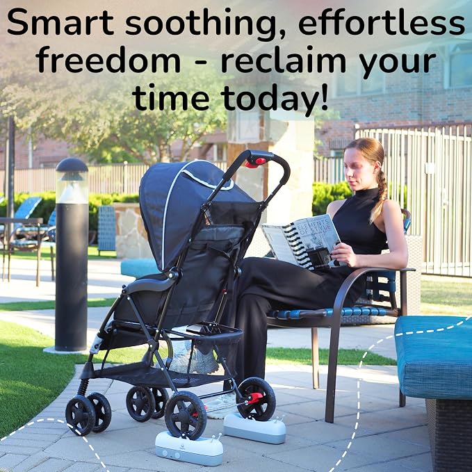 Automatic Stroller Rocker Attachment – Infant Soother for Babies 0-12 Months – Rechargeable, Remote Control, Two Soothing Modes – Single-Wheel Lightweight Strollers Only