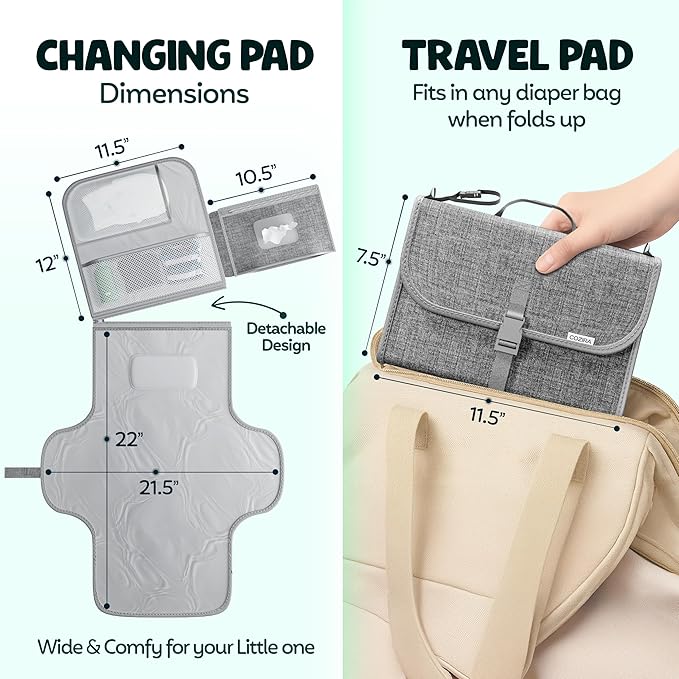 Portable Changing Pad ??Waterproof Foldable Diaper Changing Pad with Wipes Pocket, Soft Travel Changing Mat for Baby, Compact & Easy to Clean Newborn Gift
