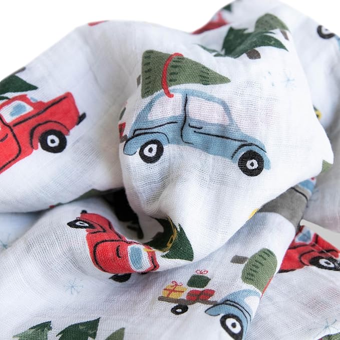 Little Unicorn Holiday Haul Cotton Muslin Swaddle Blanket | Single | 100% Cotton | Super Soft | Newborns and Infants | Large 47" x 47" | Machine Washable