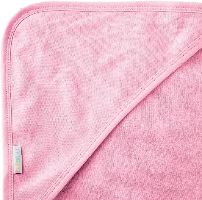 Butterblu Harper - 100% Organic Cotton Hooded Towels in Soft and Absorbent Baby Terry, 2-Pack, Fab Flamingo, One Size