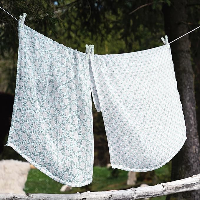 Bacati - 4 Pack Baby Blanket Swaddle Wrap Soft Breathable Cotton Muslin Swaddle Blankets Receiving Blanket for Girls, Large 45 x 45 inches (Petals/Floral Lilac/Aqua)