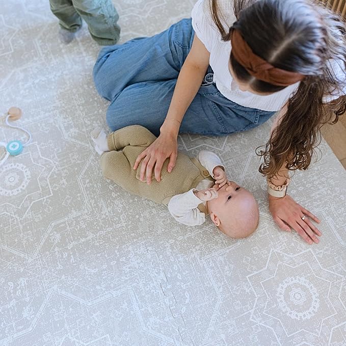 Little Landings Baby Play Mat for Floor - Layla (6x6ft) - Premium EVA Foam Play Mat for Babies & Toddlers (Ages 0-5+) - Non-Toxic Playmat for Tummy Time, Crawling & Playroom - Stylish & Comfortable