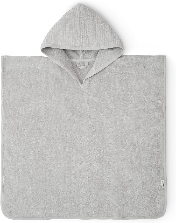 Ehrenkind® Kids Hooded Towel Poncho - 100% Organic Cotton Bathrobe for Boys & Girls, Soft & Absorbent Terry, Oeko-TEX Certified, One Size, Light Gray, Perfect for Bath, Pool & Beach