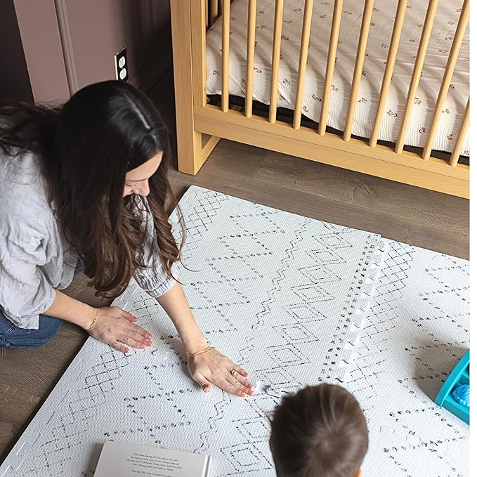 Little Landings Baby Play Mat for Floor - Boho (6x6ft) - Premium EVA Foam Play Mat for Babies & Toddlers (Ages 0-5+) - Non-Toxic Playmat for Tummy Time, Crawling & Playroom - Stylish & Comfortable