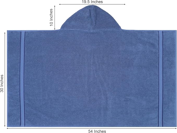 ORIGINAL KIDS Hooded Bath Towel Wrap - 2 Pack - Ultra Soft 100% Cotton Terry Large Oversized Hooded Kids Towel - Shower Pool Beach - 579 GSM Absorbent Quick Dry Plush Gift - 30 x 54 - Blue