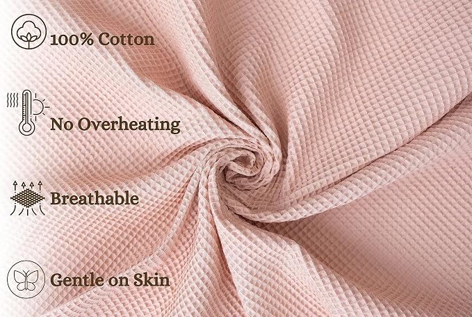 Leyl&Ari Waffle Baby Blanket |100% Cotton Summer Blanket | Nursery Blanket for Boys and Girls | Dusty Rose