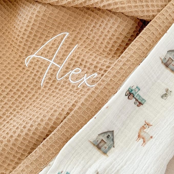 Mouliss Personalized Baby Blanket with Name ??Handmade 100% Organic Cotton Newborn Gift | Custom Knit Blanket for Boys, Girls, Kids & Baby Showers
