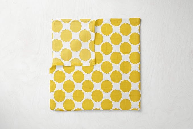 Bacati - 4 Pack Unisex Baby Swaddle Blanket Breathable Swaddle Wrap Soft Cotton Muslin Receiving Blanket for Boys or Girls, Large 45 x 45 inches (Ikat Dots/Giraffe, Yellow/Grey)