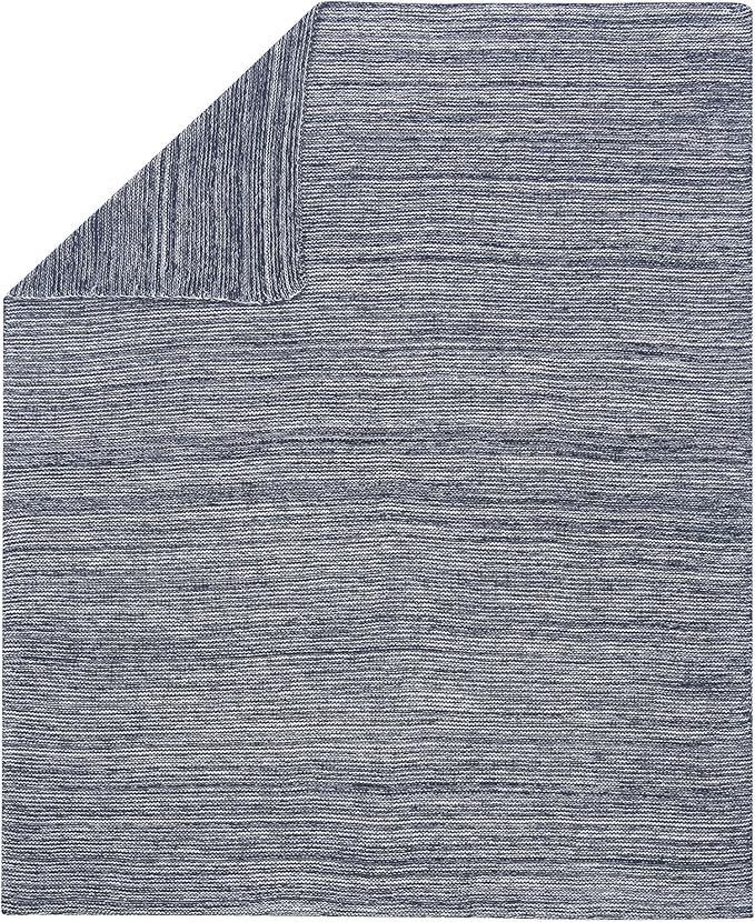 Lambs & Ivy Baby Cotton Blanket - Blue/White Marl Textured Knit, 100% Cotton, Neutral Baby Blanket, 30"x40", Soft & Lightweight
