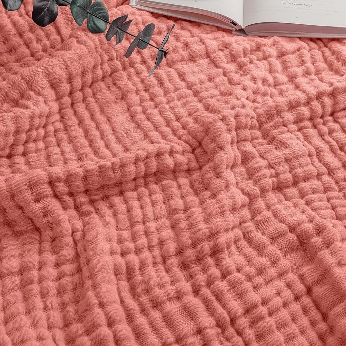 Comfy Cubs Muslin Blanket for Adults Twin 90" x 66" - 6 Layer Soft, Breathable & Lightweight Muslin Adult Blanket - Machine Washable & Designed in The US Bedding for All Seasons - Dusty Rose