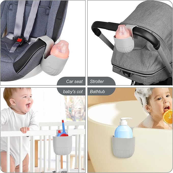 Universal Cup Holder for Car Seats, Baby Strollers, Wheelchairs, and More ??Grey (2)