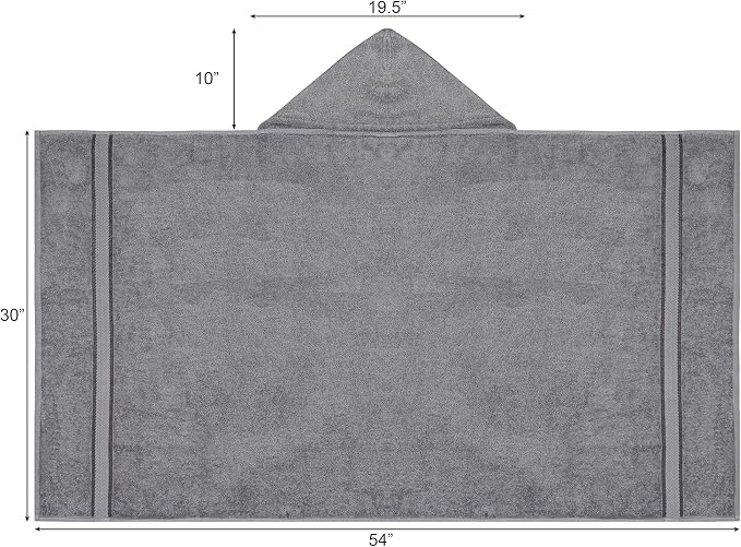 ORIGINAL KIDS Hooded Bath Towel Wrap - Ultra Soft 100% Cotton Terry Large Oversized Hooded Kids Towel - Toddler Big Kid Shower Pool Beach Towel - Absorbent Quick Dry Easy Care Gift - 30x54 - Charcoal