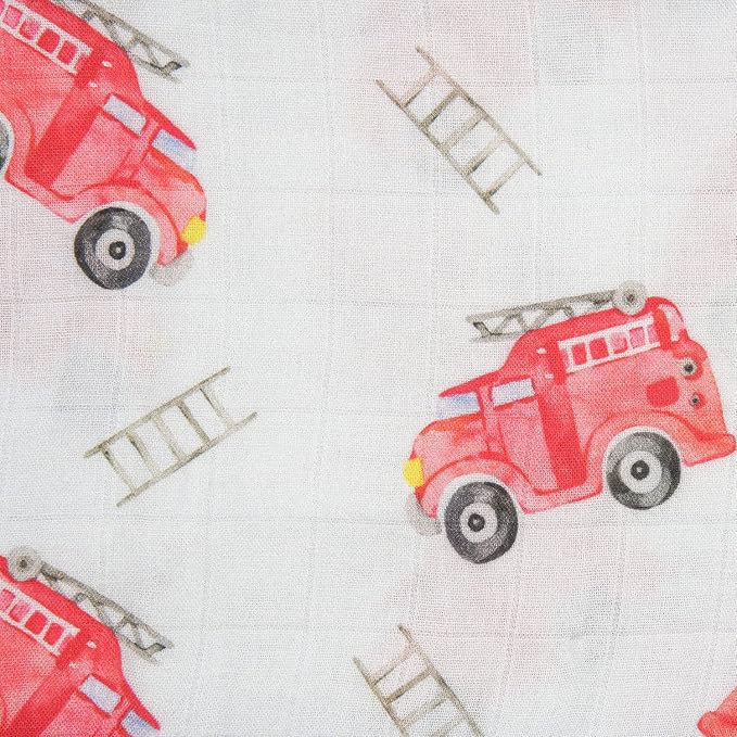 immispace - Ultra Soft Swaddle Blanket | Muslin Blankets for Girls & Boys | Newborns & Infants Gifts | 30% Organic Cotton + 70% Rayon | Large 47" x 47" | Machine Washable (Fire Truck)