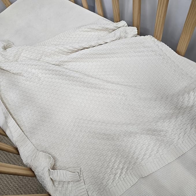 The Waffle Blanket - 100% Organic Cotton Baby Blanket, American Made, 30x40in - Bassinet, Crib, Stroller - Gift Registry Baby Shower for Newborns and Kids (Blush)