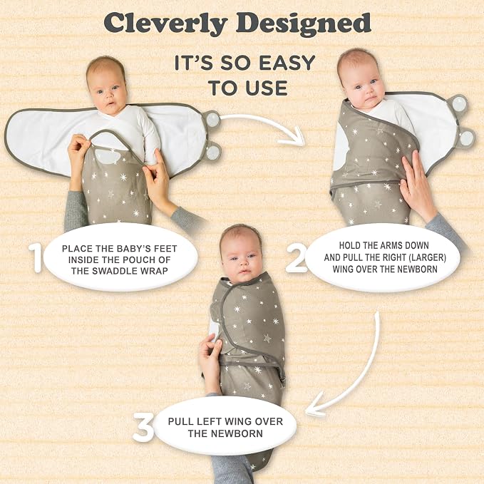 Swaddles for Newborns – 3-Pack Infant Swaddles 0-3 Months – Adjustable Swaddle Sleep Sack – Soft Organic Cotton Baby Wrap for Safe & Cozy Sleep (Galaxy)