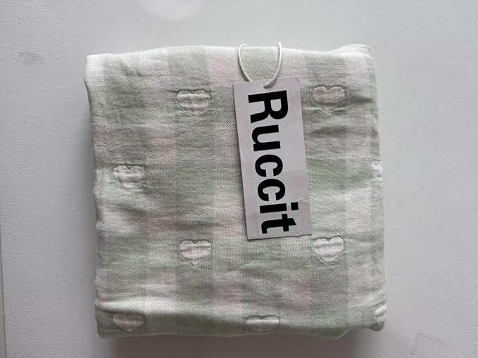 Baby Crib Blanket for Boys and Girls 3 Layer Muslin Cotton Bed Blanket with Lovely Heart Pattern Soft Children Checkered Bedding Breathable and Skin-Friendly