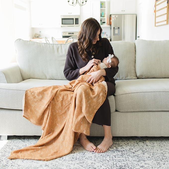 LEYL&ARI Muslin Swaddle Blanket | Receiving Wrap for Baby Boy Girl | Gender Neutral Newborn Essentials (Wildflowers)