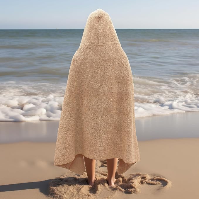 ORIGINAL KIDS Hooded Bath Towel Wrap - Ultra Soft 100% Cotton Terry Large Oversized Hooded Kids Towel - Toddler Big Kid Shower Pool Beach Towel - Absorbent Quick Dry Easy Care Gift - 30 x 54 - Linen