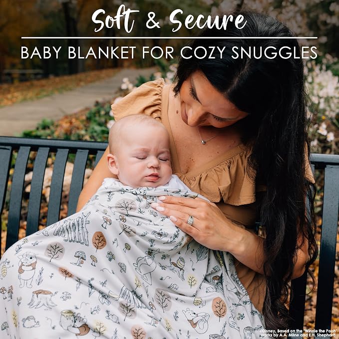 Milk Snob Disney Infant Boy/Girl Swaddle Blanket, Soft Receiving, Security and Play, Perfect for Summer, Toddler Infant Newborn Bedding, Baby Shower, Baby Registry Gift (Winnie The Pooh Baby Bee)