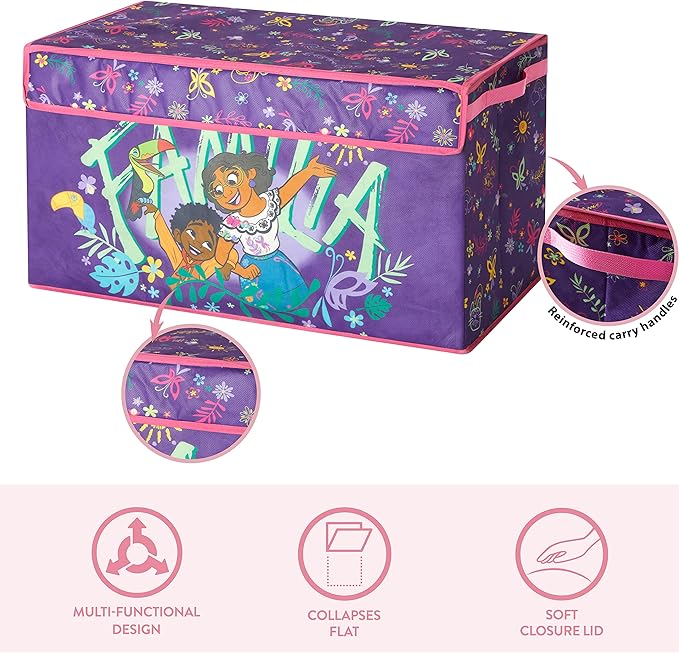 Idea Nuova Disney Encanto Collapsible Children?™s Toy Storage Trunk, Durable with Lid