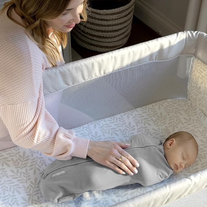 SwaddleMe by Ingenuity Compression Baby Swaddle Pod, Two-Way Zipper for Easy Diaper Changes, Improves Sleep & Calms Startle Reflex, 0-2 Months, 1.0 TOG, 2-Pack - Dino Jam