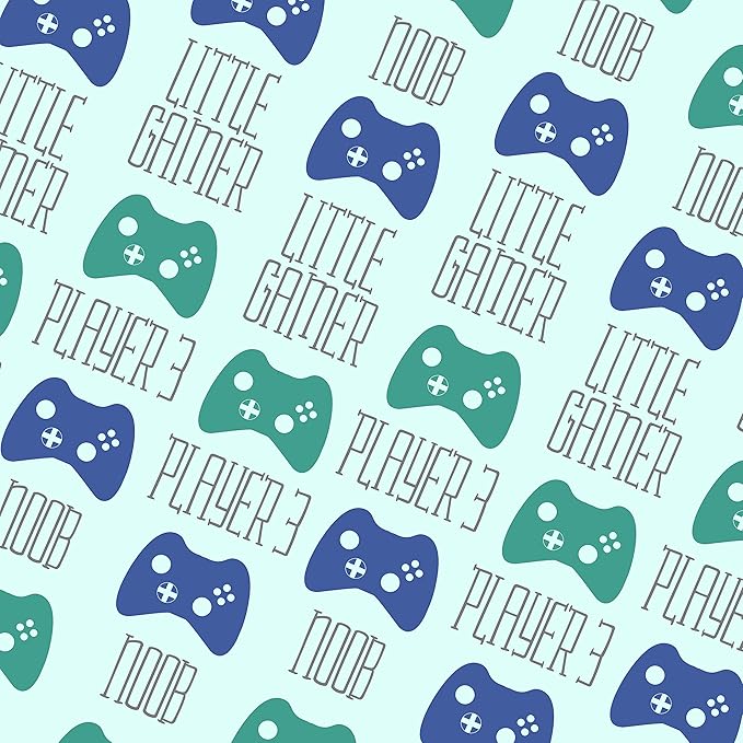 Baby Little Video Gamer Game Remote Minky Receiving Blanket Super Soft Swaddle Gift Noob Player 3 Double Layer Dotted Back 30 x 40 Inch